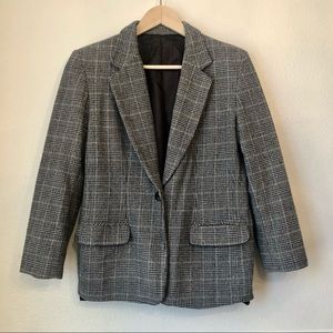 VINTAGE | Pure Wool Grey Glenplaid Blazer M